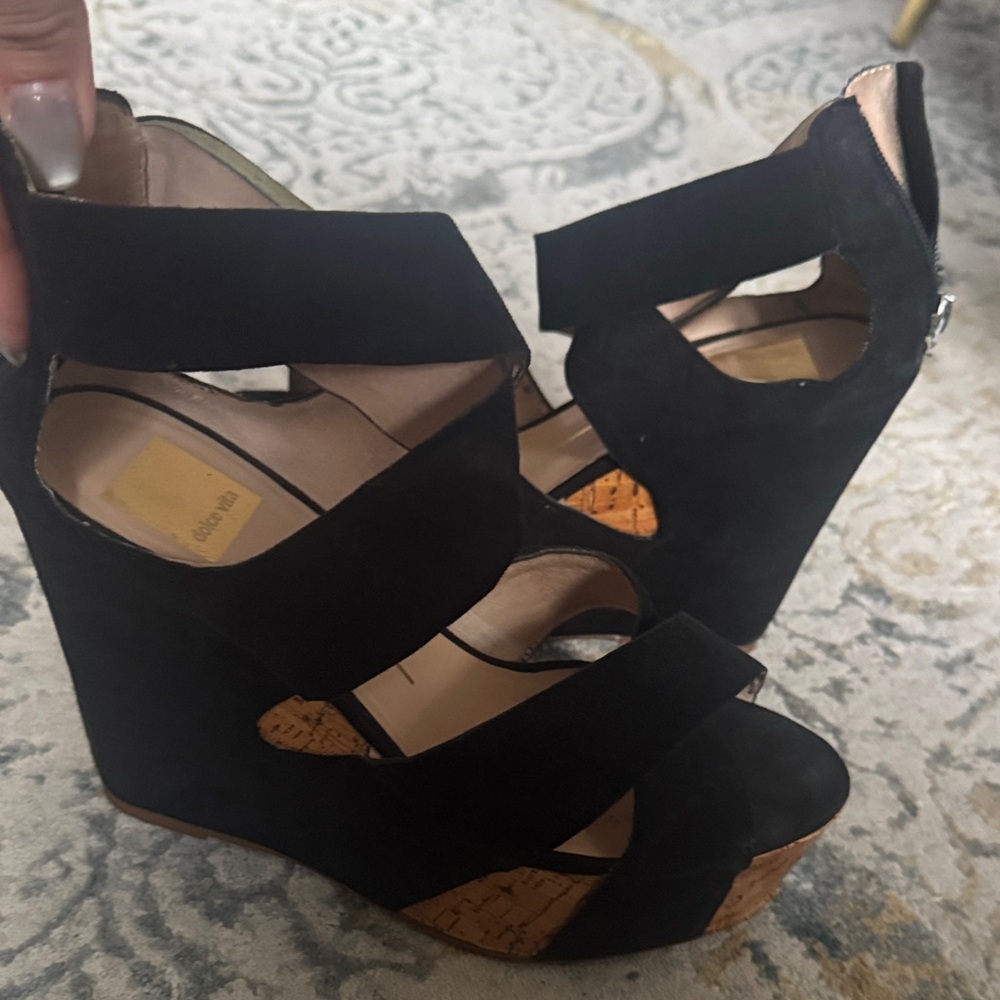 Dolce Vita Black Suede Wedges